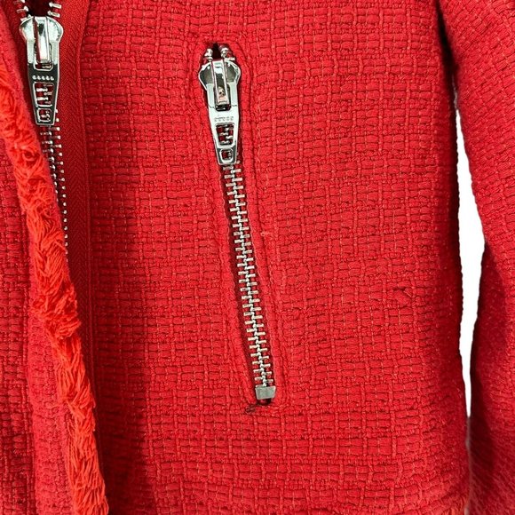 Blank NYC Red Woven Cotton Tweed Moto Jacket Size Small $15 - Picture 2 of 6